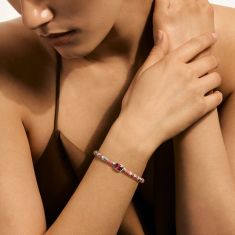 John Hardy Heishi Gem Rhodolite 4mm Sterling Silver Bracelet