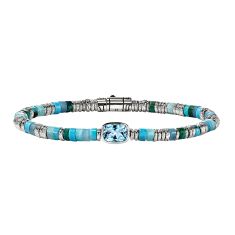 John Hardy Heishi Gem Swiss Blue Topaz 4mm Sterling Silver Bracelet John Hardy Heishi Gem Swiss Blue Topaz 4mm Sterling Silver Bracelet