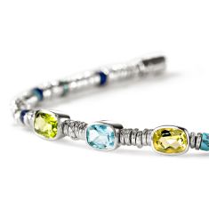 John Hardy Heishi Gem Peridot, Sky Blue Topaz, Lemon Quartz 4mm Sterling Silver Bracelet