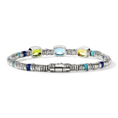 John Hardy Heishi Gem Peridot, Sky Blue Topaz, Lemon Quartz 4mm Sterling Silver Bracelet