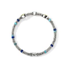 John Hardy Heishi Gem Peridot, Sky Blue Topaz, Lemon Quartz 4mm Sterling Silver Bracelet