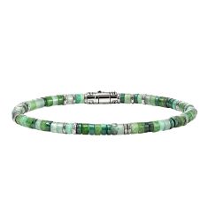 John Hardy Heishi 4mm Green Gemstones Sterling Silver Bracelet 1