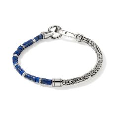 John Hardy Heishi Lapis Lazuli and Sterling Silver Chain Bracelet