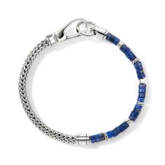 John Hardy Heishi Lapis Lazuli and Sterling Silver Chain Bracelet