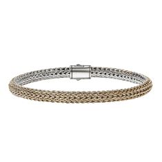 John Hardy Icon 1/6ctw Diamond Reversible 5mm 14k Gold-Plated and Sterling Silver Bracelet