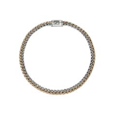 John Hardy Icon 1/6ctw Diamond Reversible 5mm 14k Gold-Plated and Sterling Silver Bracelet
