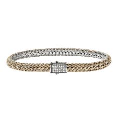 John Hardy Icon 1/6ctw Diamond Reversible 5mm 14k Gold-Plated and Sterling Silver Bracelet John Hardy Icon 1/6ctw Diamond Reversible 5mm 14k Gold-Plated and Sterling Silver Bracelet