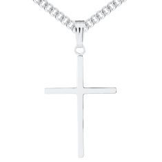 Men's Shadow Cross Sterling Silver Pendant Necklace 1
