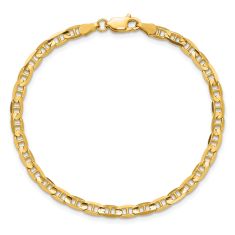 14k Yellow Gold 3.75mm Concave Anchor Chain Bracelet