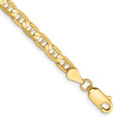 14k Yellow Gold 3.75mm Concave Anchor Chain Bracelet