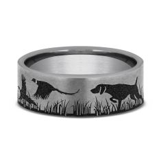 Tungsten 7mm Pointer Dog Pattern Comfort Fit Wedding Band