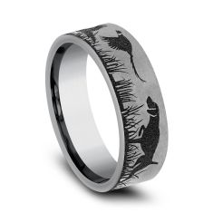 Tungsten 7mm Pointer Dog Pattern Comfort Fit Wedding Band