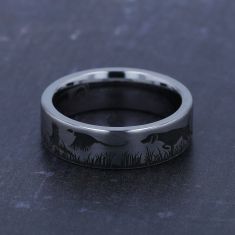 Tungsten 7mm Pointer Dog Pattern Comfort Fit Wedding Band