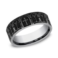 Tungsten 7mm Cathedral Arches Comfort Fit Wedding Band 1