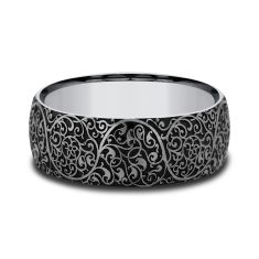 Tungsten 8mm Arabesque Pattern Comfort Fit Wedding Band