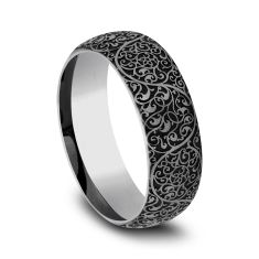 Tungsten 8mm Arabesque Pattern Comfort Fit Wedding Band