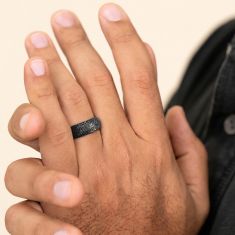 Tungsten 8mm Arabesque Pattern Comfort Fit Wedding Band