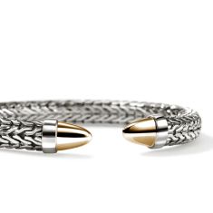 John Hardy Spear 8.9mm Two-Tone Sterling Silver and 14k Yellow Gold Flex Cuff Bracelet