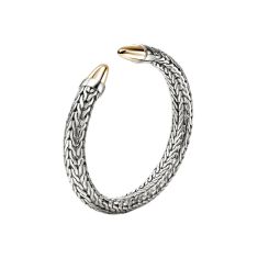 John Hardy Spear 8.9mm Two-Tone Sterling Silver and 14k Yellow Gold Flex Cuff Bracelet