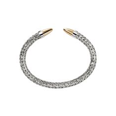 John Hardy Spear 8.9mm Two-Tone Sterling Silver and 14k Yellow Gold Flex Cuff Bracelet