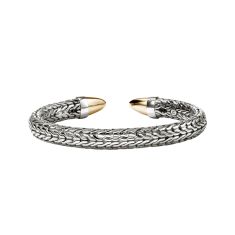 John Hardy Spear 8.9mm Two-Tone Sterling Silver and 14k Yellow Gold Flex Cuff Bracelet