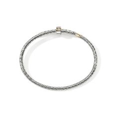 John Hardy Spear 1/6ctw 4mm 14k Yellow Gold and Sterling Silver Flex Cuff Bracelet