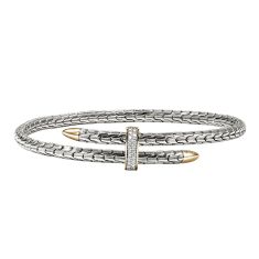 John Hardy Spear 1/6ctw 4mm 14k Yellow Gold and Sterling Silver Flex Cuff Bracelet John Hardy Spear 1/6ctw 4mm 14k Yellow Gold and Sterling Silver Flex Cuff Bracelet
