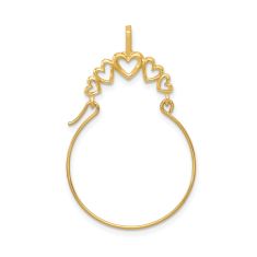 14k Yellow Gold Heart Charm Holder Pendant 1