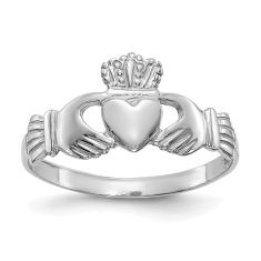 14k White Gold Traditional Claddagh Ring 1