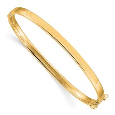 14k Yellow Gold 4mm Polished Hinged Bangle Bracelet 1