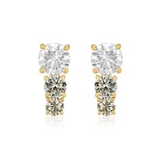 Desert Diamonds 1 1/2ctw 10k Yellow Gold Three-Stone Earrings 1