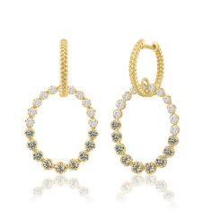 Desert Diamonds 2ctw Ombre 10k Yellow Gold Hoop Drop Earring