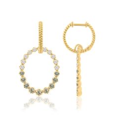 Desert Diamonds 2ctw Ombre 10k Yellow Gold Hoop Drop Earring