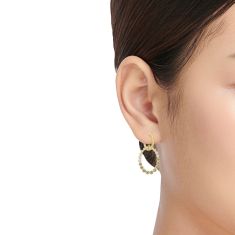 Desert Diamonds 2ctw Ombre 10k Yellow Gold Hoop Drop Earring