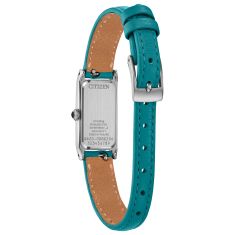 Citizen Eco-Drive Fio White Dial Aquamarine Blue Leather Watch 30.7x14.3mm - EG7120-00A