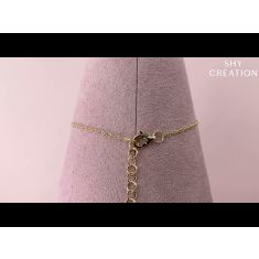 Shy Creation Composite Turquoise and 1/10ctw Round Diamond Yellow Gold Heart Bracelet