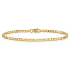 14k Yellow Gold 2.2mm Beveled Curb Chain Bracelet