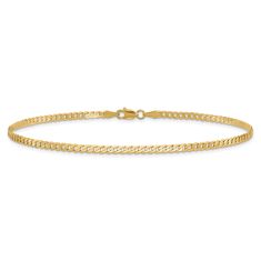 image of 14k Yellow Gold 2.3mm Beveled Curb Chain Bracelet with sku:FBU070B