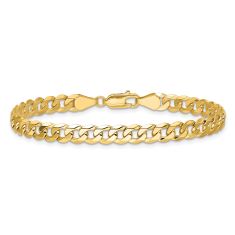 14k Yellow Gold 5.75mm Beveled Curb Chain Bracelet