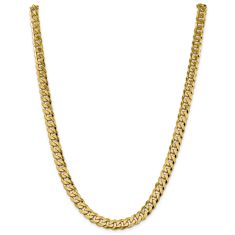 14k Yellow Gold 8.5mm Beveled Curb Chain Necklace