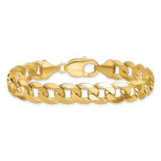 14k Yellow Gold 9.5mm Beveled Curb Chain Bracelet