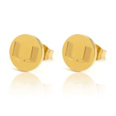 University of Miami Yellow Ion-Plated Stainless Steel Stud Earrings