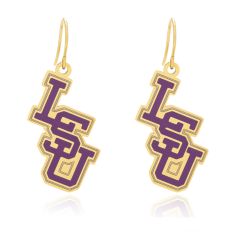 LSU Yellow Ion-Plated Stainless Steel and Enamel Drop Earrings LSU Yellow Ion-Plated Stainless Steel and Enamel Drop Earrings
