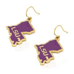 LSU Yellow Ion-Plated Stainless Steel and Enamel Drop Earrings