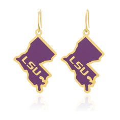 LSU Yellow Ion-Plated Stainless Steel and Enamel Drop Earrings LSU Yellow Ion-Plated Stainless Steel and Enamel Drop Earrings