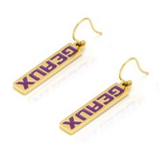 LSU Yellow Ion-Plated Stainless Steel and Enamel Drop Earrings