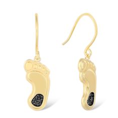 University of North Carolina Gold-Plated 1/8ctw Black Diamond Drop Earrings 1