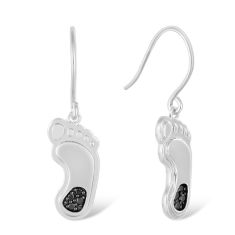 University of North Carolina Sterling Silver 1/8ctw Black Diamond Drop Earrings 1