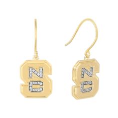 NC State University 1/8ctw Diamond Gold-Plated Drop Earrings 1
