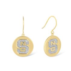 NC State University 1/3ctw Diamond Gold-Plated Circle Drop Earrings 1